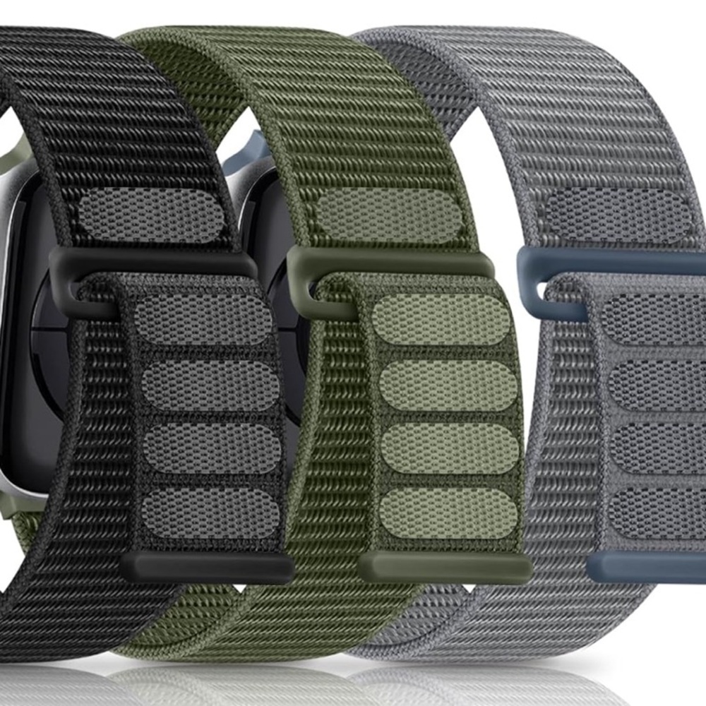 FREE* (1) Apple Watch Sport Loop Wristband Nylon & Velcro. Army Green Striped - Picture 3 of 16